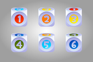 Wall Mural - Vector set of bright childrens game dice.