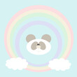 regenbogen cuddles Bianca panda pastel blau kinderzimmer tapete buch hintergrund süß und fröhlich