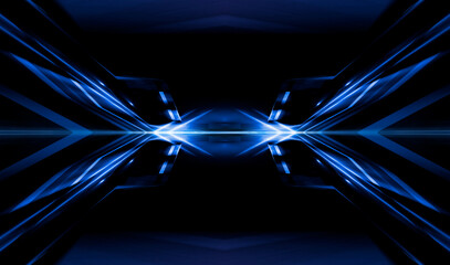 Wall Mural - dark abstract futuristic background. neon lines, glow. neon lines, shapes. pink and blue glow