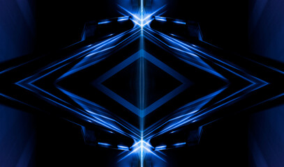 Wall Mural - dark abstract futuristic background. neon lines, glow. neon lines, shapes. pink and blue glow