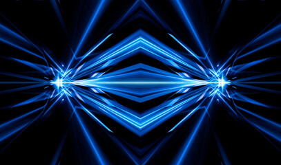 Wall Mural - dark abstract futuristic background. neon lines, glow. neon lines, shapes. pink and blue glow