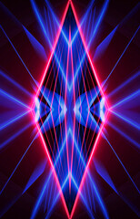 Wall Mural - dark abstract futuristic background. neon lines, glow. neon lines, shapes. pink and blue glow