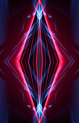 Wall Mural - Dark abstract futuristic background. Neon lines, glow. Neon lines, shapes. Pink and blue glow