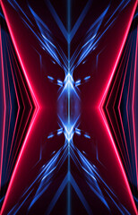Wall Mural - Dark abstract futuristic background. Neon lines, glow. Neon lines, shapes. Pink and blue glow