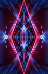 Wall Mural - dark abstract futuristic background. neon lines, glow. neon lines, shapes. pink and blue glow