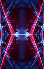 Wall Mural - dark abstract futuristic background. neon lines, glow. neon lines, shapes. pink and blue glow