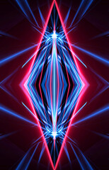 Wall Mural - dark abstract futuristic background. neon lines, glow. neon lines, shapes. pink and blue glow