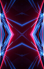 Wall Mural - Dark abstract futuristic background. Neon lines, glow. Neon lines, shapes. Pink and blue glow