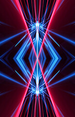 Wall Mural - dark abstract futuristic background. neon lines, glow. neon lines, shapes. pink and blue glow