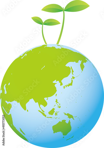 Plakat W Ramie 地球から新芽が生えているイメージイラスト Ziemia Paczkowac Lisc Fototapety Foteks