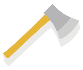 Sticker - Yellow axe, illustration, vector on white background.