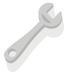 Canvas Print - Grey wrench, illustration, vector on white background.