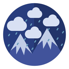 Poster - Rainy night in the mountains, illustration, vector on white background.