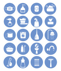 Canvas Print - Hygiene and cleaning tools, illustration, vector on white background.