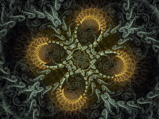 Wall Mural - abstract fractal spiral background, computer-generated illustration.