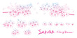 桜のイラストパーツ素材セット　線画グラデーション