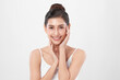 © kitthanes  - Beautiful young asian woman with clean fresh skin on white background, Face care, Facial treatment, Cosmetology, beauty and spa, Asian women portrait
