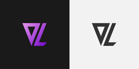Wall Mural - Initial Letter V and L Logo in Minimalist Concept. VL logo with Purple Gradient. Usable for Business and Technology Logo. Flat Vector Logo Design Template Element.