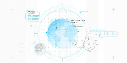 Wall Mural - design of a futuristic software interface for tracking an object on the planet.