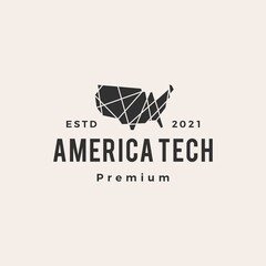 Canvas Print - america tech geometric polygonal hipster vintage logo vector icon illustration