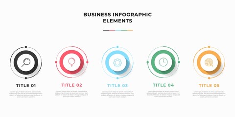 Wall Mural - Presentation business infographic template with 3 options or steps. Modern infographic design template. Creative concept of five stages of business project