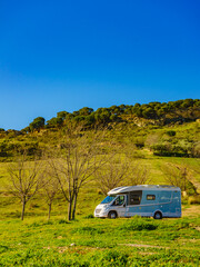 Wall Mural - Rv camper camping on nature, Spain.