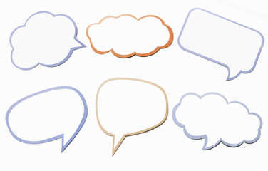 Wall Mural - colorful set of different speech bubble as a cloud isolated on white background.