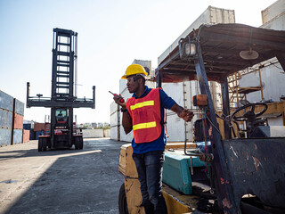 foreman engineering african india hat yellow and red uniform safety warehouse site container cargo s