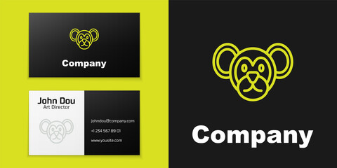 Sticker - Logotype line Monkey icon isolated on black background. Animal symbol. Logo design template element. Vector.