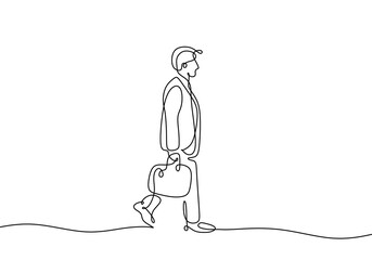 Continuous one line drawing of businessman going to work