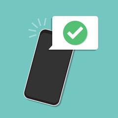 Fototapete - Check smartphone notification in a flat design. Vector illustration