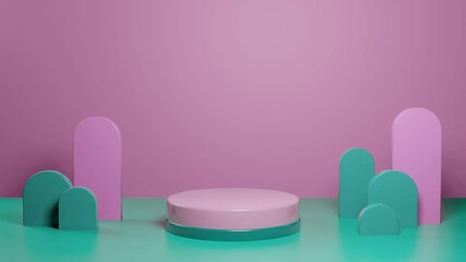 Wall Mural - product presentation mock up podium. 3d rendering motion animation loop of pastel color geometric sh