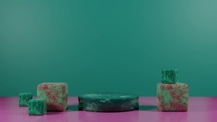 Wall Mural - product presentation mock up podium. 3d rendering motion animation loop of pastel color geometric sh