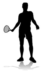 Canvas Print - A tennis player man male sports person in silhouette