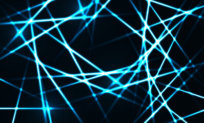 Wall Mural - Glowing futuristic lines in the dark space. Abstract futuristic technology art wallpaper. Vector light banner.