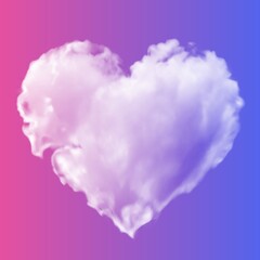 Wall Mural - white transparent heart made of clouds on a pink-blue background. vector illustration for valentine'