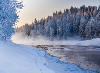  winter landscape with river