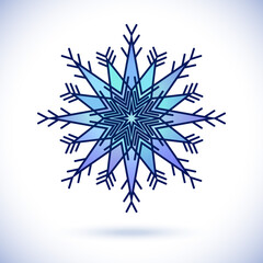 Wall Mural - Snowflake blue round ornament Mandala vector