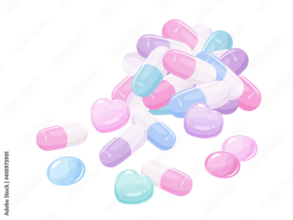 病みかわいい薬のイラスト Wall Mural Wallpaper Murals ふわぷか