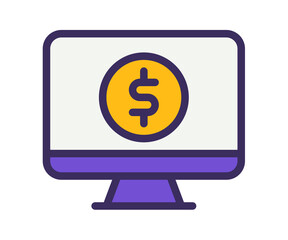 Wall Mural - computer monetize screen single isolated icon with filled line style