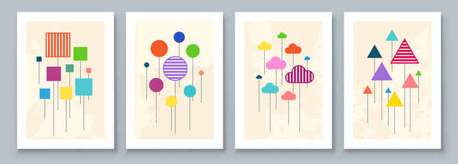 Wall Mural - abstract fun geometric pattern background for kids. background circles, triangles and square. use fo