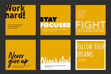 Motivational Social Media Layouts With Place For Photos, Modern Typography Graphic Design For Motivation Posts