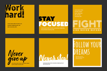 Wall Mural - motivational social media layouts with place for photos, modern typography graphic design for motivation posts