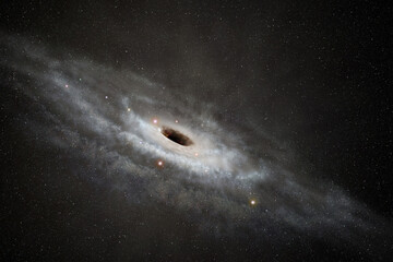Wall Mural - supermassive balck hole at galaxy center, stars and nebula in deep space.