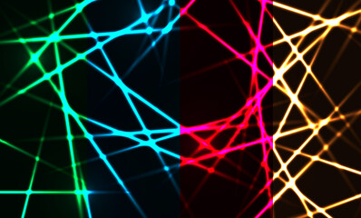 Wall Mural - Glowing futuristic lines in the dark space. Abstract futuristic technology art wallpaper. Vector light banner.