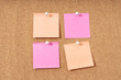 © Formatoriginal - Group of four Blank note on a cork board for adding text and push pin. Mock up
