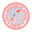 Oslo Gardermoen Airport Airport stamp. Airport logo vector illustration. Oslo aeroport with country flag.