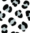 Vector seamless pattern of hand drawn leopard dotted fur print isolated on white background