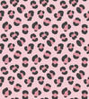 Vector seamless pattern of hand drawn leopard rose pink dotted fur print isolated on white background