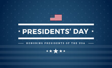 Presidents Day USA Patriotic Blue Background With The US Flag And Stars - Presidents' Day Celebration Vector Patriotic Sign
